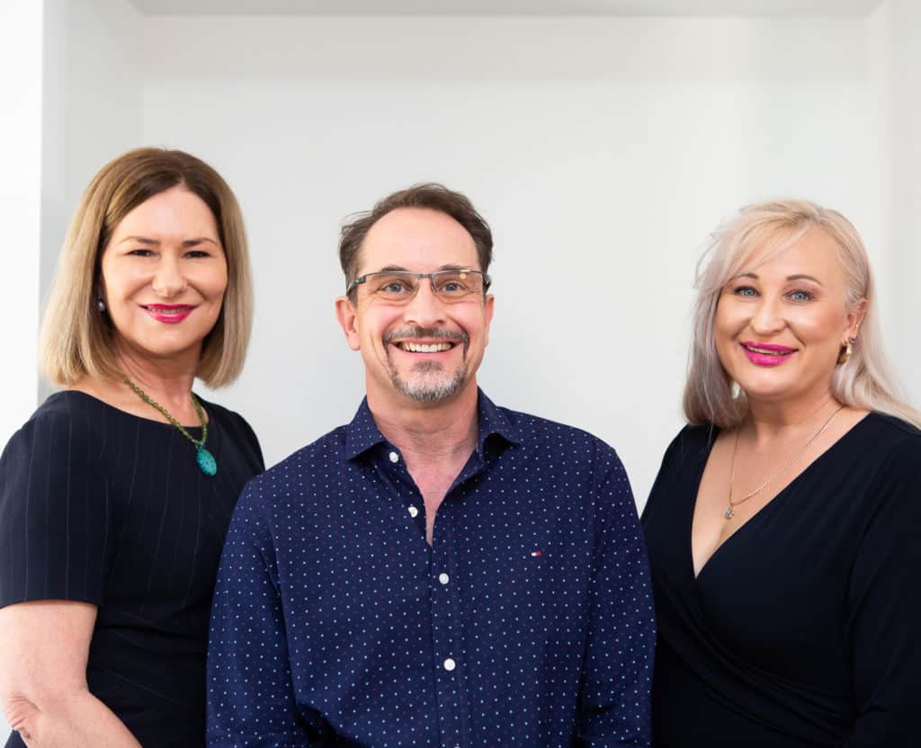 Janet, Dr Chris Leat and Natalie — Medical team at Envisage Skin Clinic Gold Coast